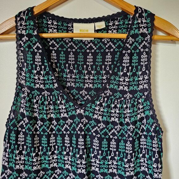 EUC MAEVE BY ANTHROPOLOGIE EMBROIDERED PATTERNED V NECK TIERED LACED TANK TOP M - Picture 3 of 15